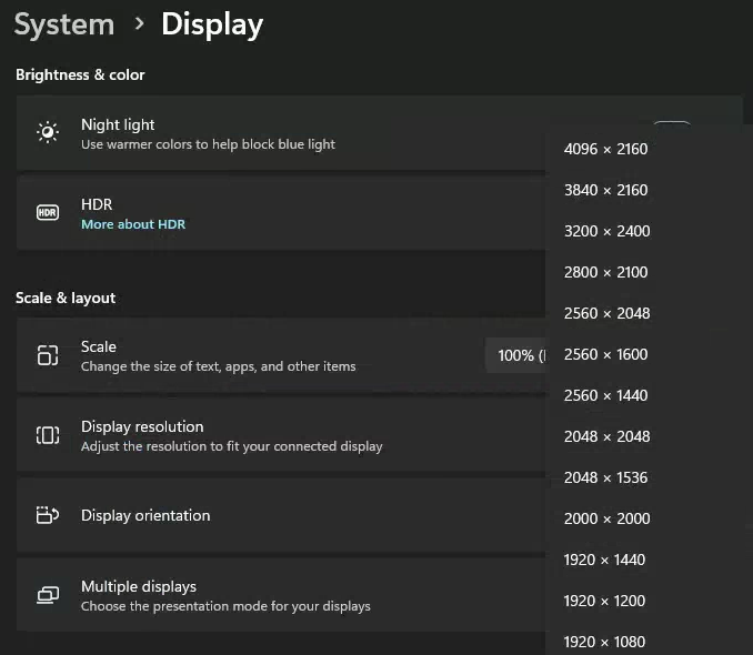 生效后的分辨率